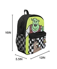 Shrek & Donkey Swamp & Checkered Backgrounds 16” Backpack for boys