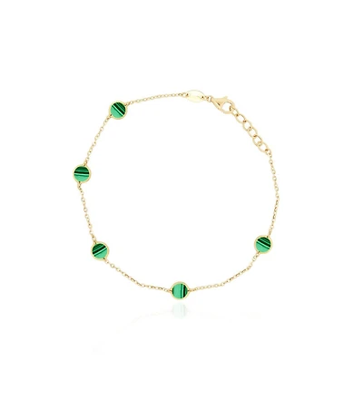 The Lovery Malachite Bubble Chain Bracelet 14K Gold