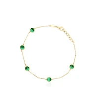 The Lovery Malachite Bubble Chain Bracelet 14K Gold