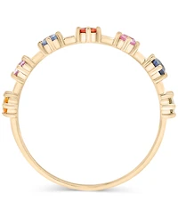 Lab Grown Multicolor Sapphire Thin Ring (5/8 ct. t.w.) in 14k Gold over Sterling Silver