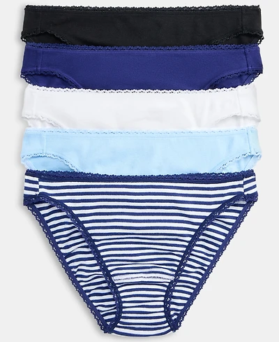 Charter Club Women's 5-Pc. Cotton Ribbed Bikini Underwear, Macy's Exclusive