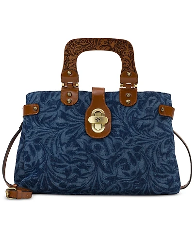 Patricia Nash Sancia Medium Denim Satchel