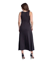 24seven Comfort Apparel Petite Slim Fit A-Line Sleeveless Maxi Dress