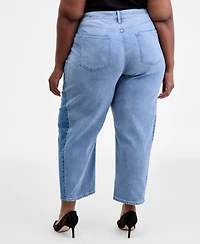 On 34th Trendy Plus Two-Tone Cropped Barrel Jeans, Macy's Exclusive