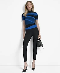 Dkny Women's Printed Mock-Neck Short-Sleeve Sweater