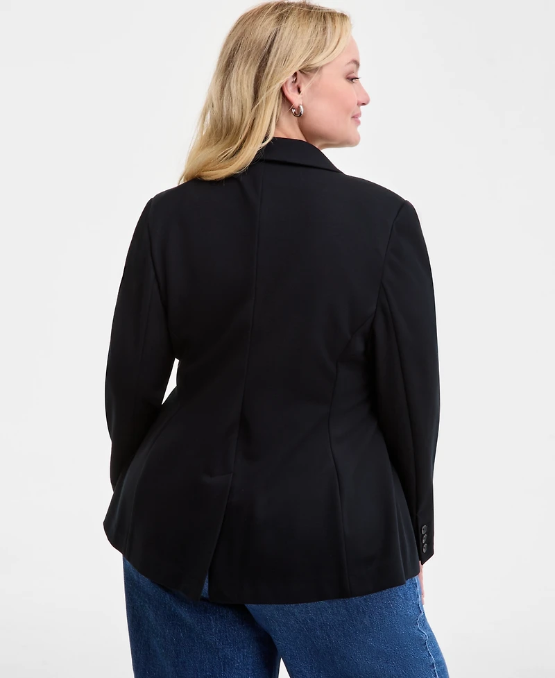 On 34th Trendy Plus Longline Ponte-Knit Blazer, Created for Macy's