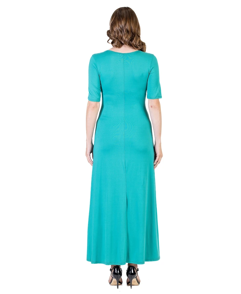 24seven Comfort Apparel Petite Casual Maxi Dress