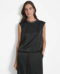 Dkny Women's Crinkle-Texture Chain-Neck Top