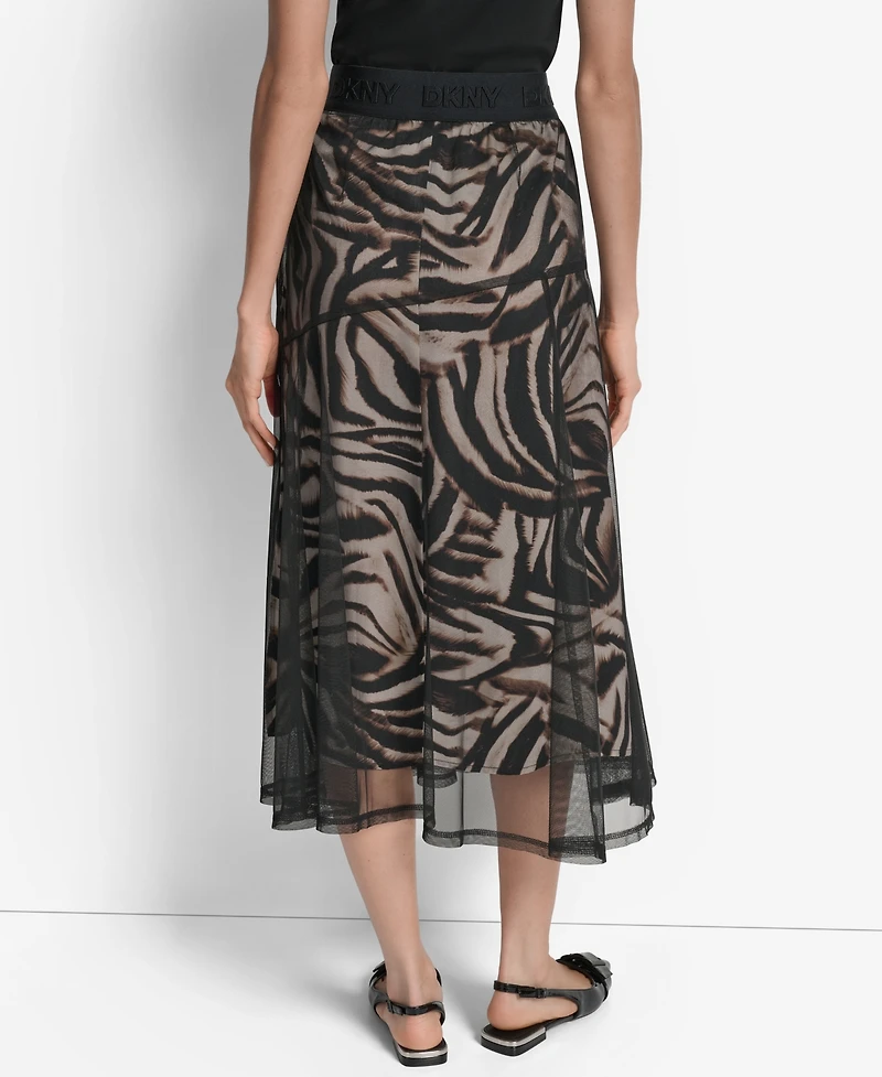 Dkny Women's Printed Mesh Layered Midi Skirt