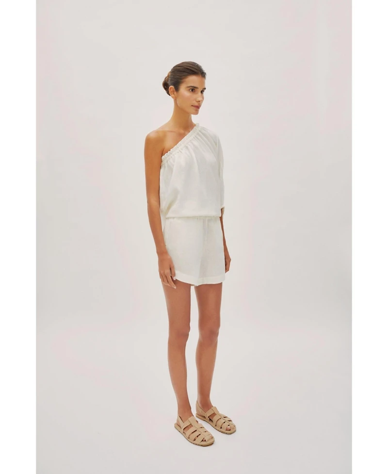 Labeca London Us Women's Capri Ecru Linen Shorts - s / ecru