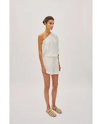 Labeca London Us Women's Capri Ecru Linen Shorts - s / ecru