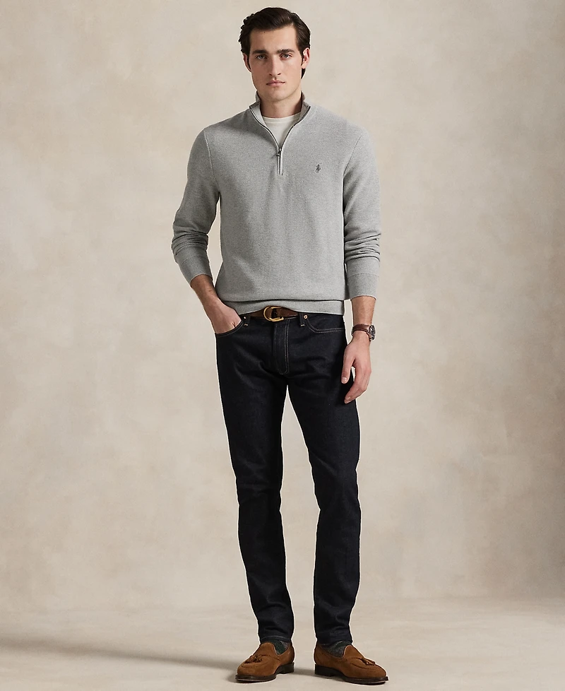 Polo Ralph Lauren Men's Mesh-Knit Cotton Quarter-Zip Sweater