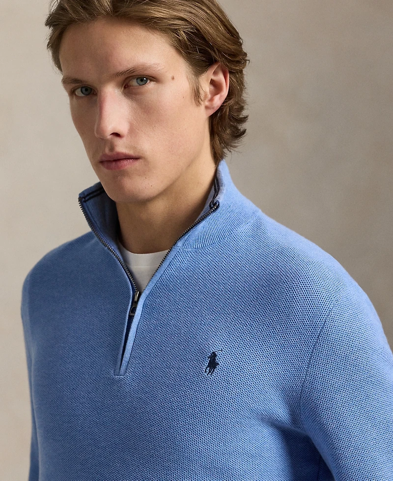 Polo Ralph Lauren Men's Mesh-Knit Cotton Quarter-Zip Sweater