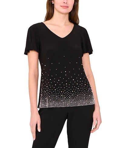 Msk Women's V-Neck Short-Sleeve Top