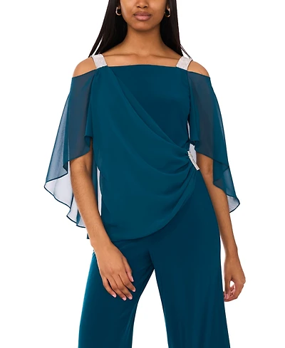 Msk Side-Draped Cold-Shoulder Jumpsuit
