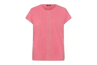 Olsen Embroidered Trim Cotton Linen Tee