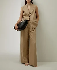 Single Button Sleeveless Lapel Blazer