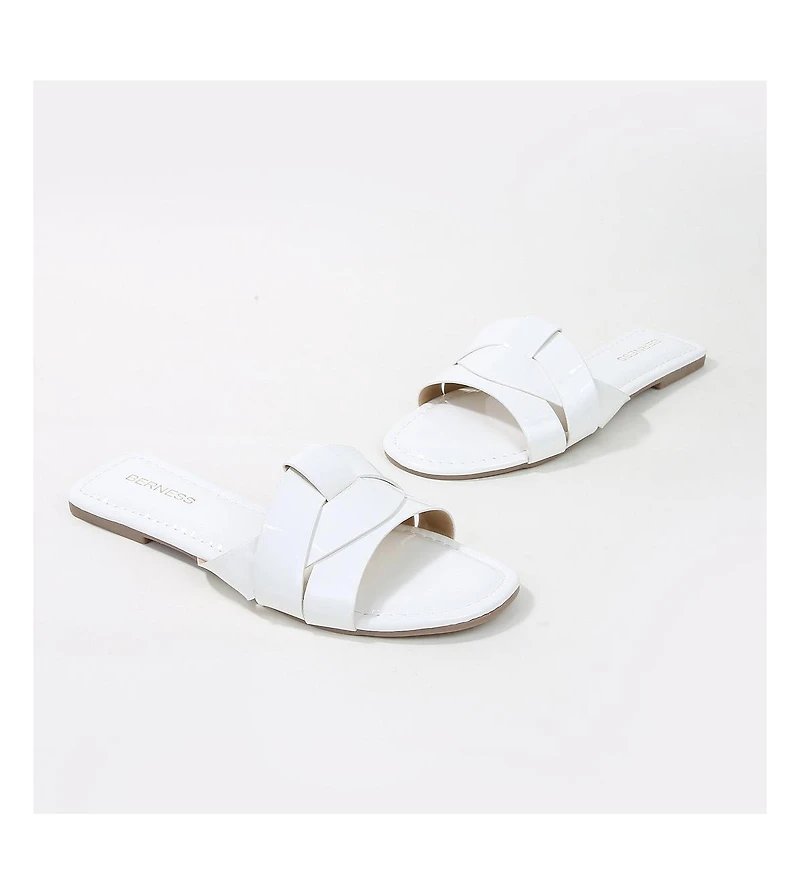 Topaz Patent Woven Slides