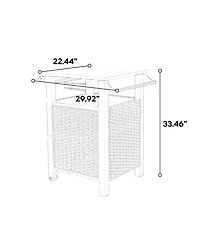 Mondawe Wicker Bar Cart with Wheels & Stainless Top
