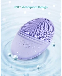 Ezbasics Rechargeable Facial Cleansing Brush, Soft Silicone Waterproof Sonic Vibrating Face Cleaning Brush Compatible with Face Cleansers, 5 Speeds, V