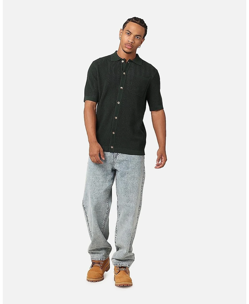 Xxiii Men's Zyair Knit Rib Button Up Shirt
