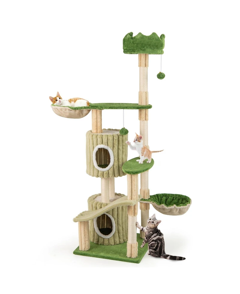 Multi-Level Aesthetic Stripped Kitten Tower with 2 Condos