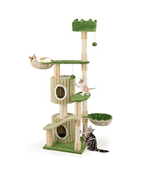 Multi-Level Aesthetic Stripped Kitten Tower with 2 Condos