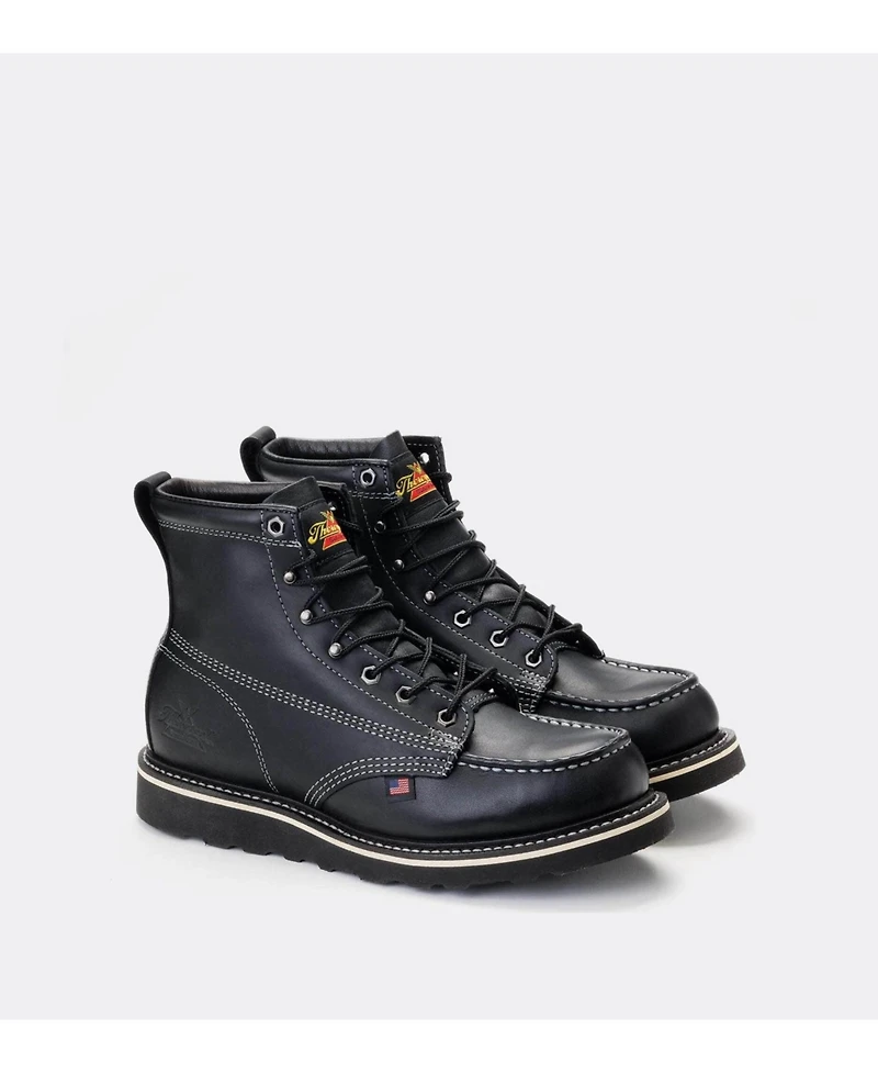Thorogood Men's American Heritage Midnight 6" Black Moc Toe Work Boots for Men