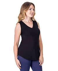 24seven Comfort Apparel Petite V-Neck Tunic Tank Top with Round Hemline