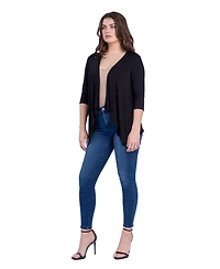 24seven Comfort Apparel Petite Elbow Length Sleeve Open Cardigan Jacket