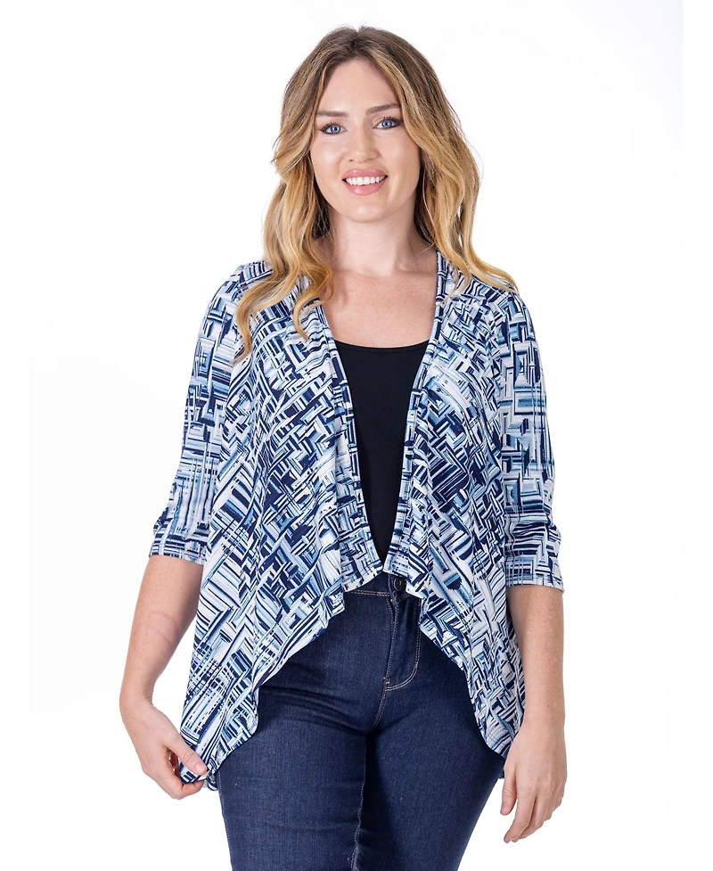 24seven Comfort Apparel Petite Elbow Length Sleeve Open Cardigan Jacket