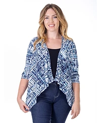 24seven Comfort Apparel Petite Elbow Length Sleeve Open Cardigan Jacket