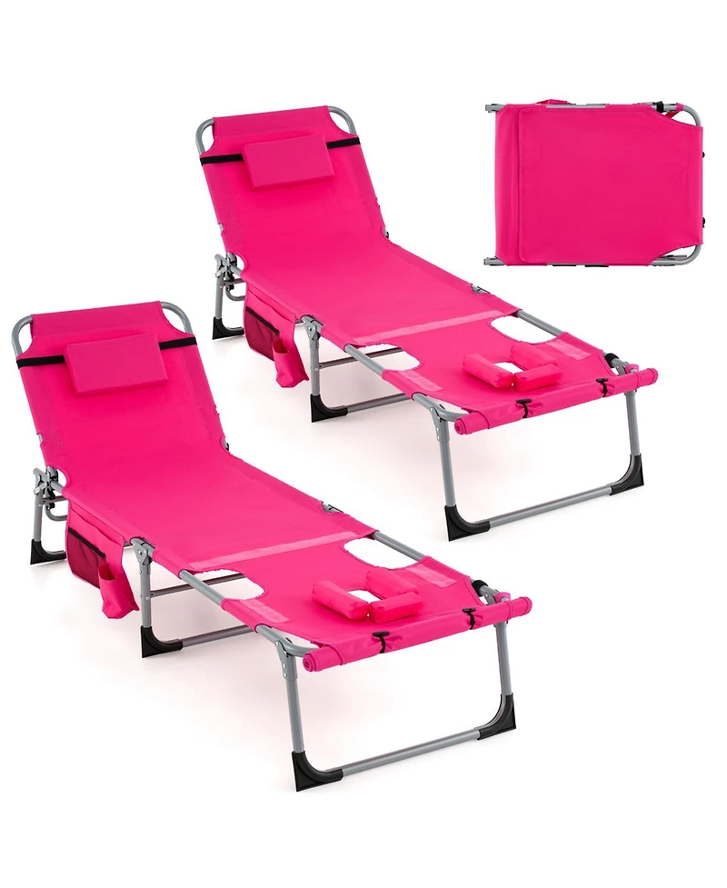5 Position Folding Chaise Lounge Chair for Outdoor Patio Pool or Garden Relaxation