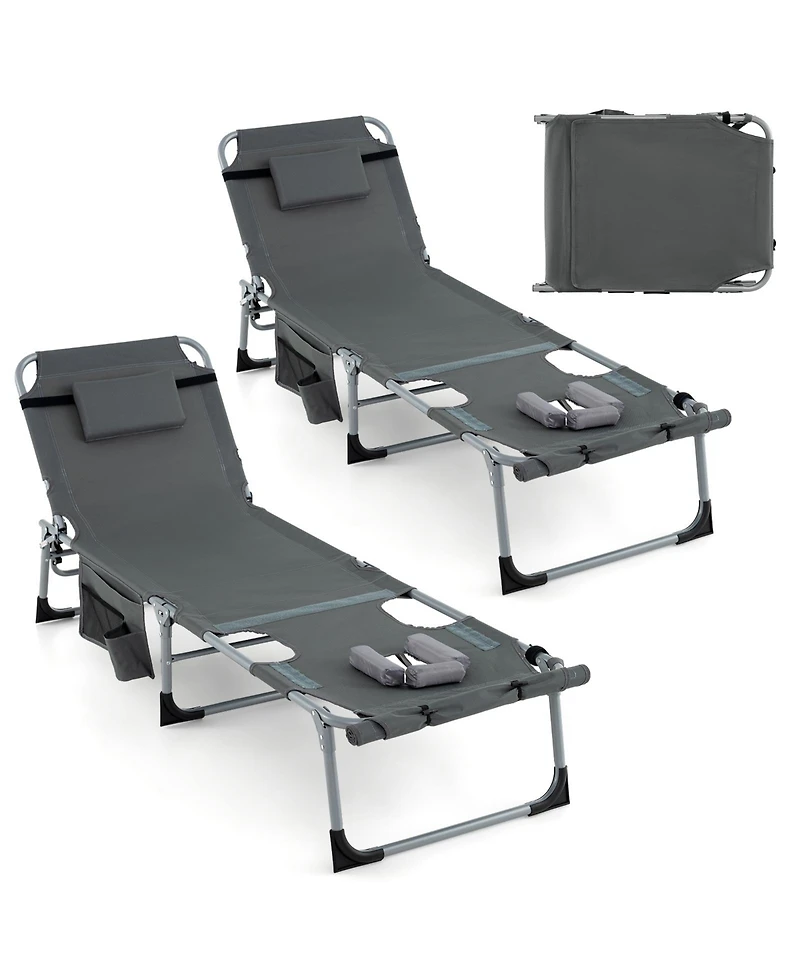 5 Position Folding Chaise Lounge Chair for Outdoor Patio Pool or Garden Relaxation