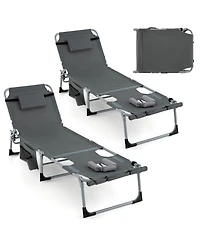 5 Position Folding Chaise Lounge Chair for Outdoor Patio Pool or Garden Relaxation