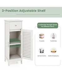 Woodern Bathroom Floor Storage Cabinet with Drawer and Shutter Door