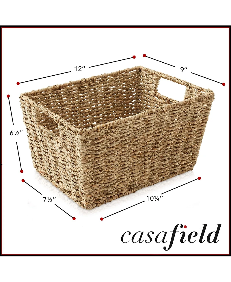 Casafield Set of 4 Water Hyacinth Storage Baskets with Handles