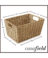 Casafield Set of 4 Water Hyacinth Storage Baskets with Handles
