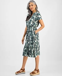 Style & Co Women's Printed Short-Sleeve Tiered Dress, Exclusively at Macy's
