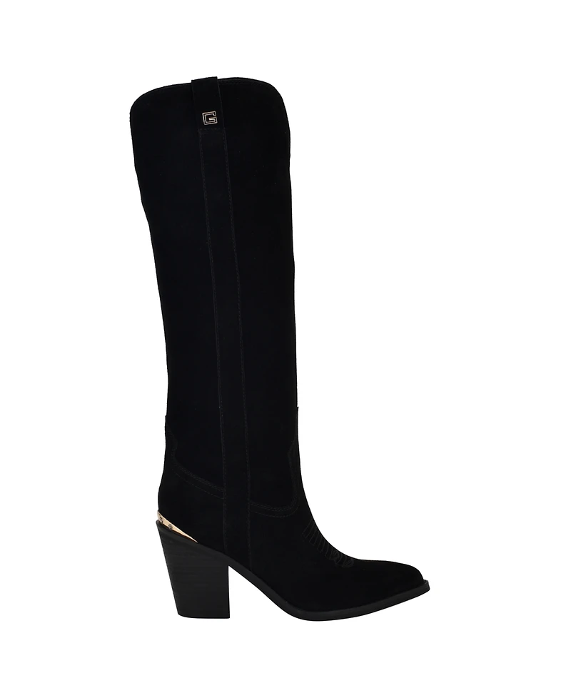 Guess Women's Sashan Knee-High Topstitched Western Boots