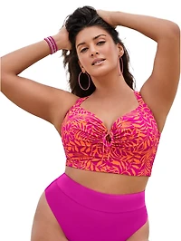 Swimsuits for All Women's Bra Tie Front Longline Underwire Bikini Top