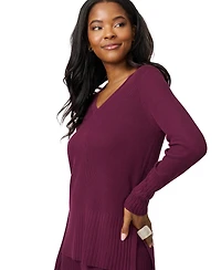 Melissa Paige Petite Ribbed-Knit V-Neck Tunic & Pant Sweater Set
