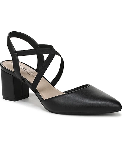 LifeStride Women's April Block Heel Ankle Strap Slingback Pumps