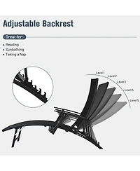 Gymax Set of 2 Foldable Patio Chaise Lounge w/ 5-level Backrest Outdoor Recliner Chair