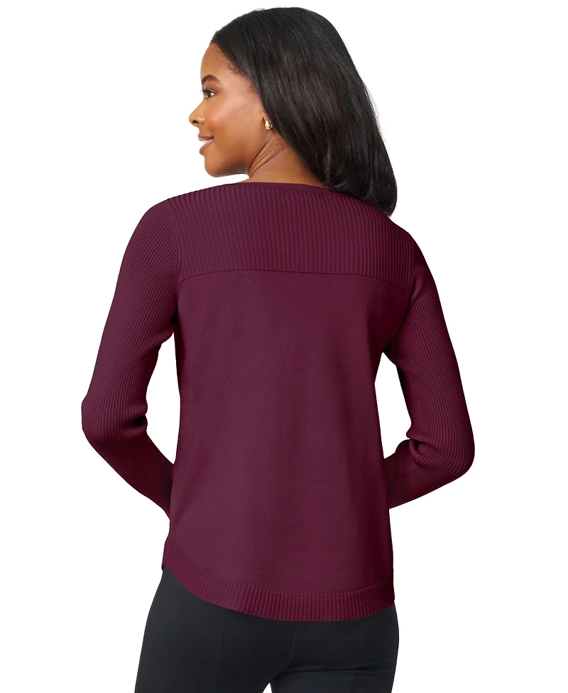 Melissa Paige Women's Petite Boat Neck Long-Sleeve Sweater