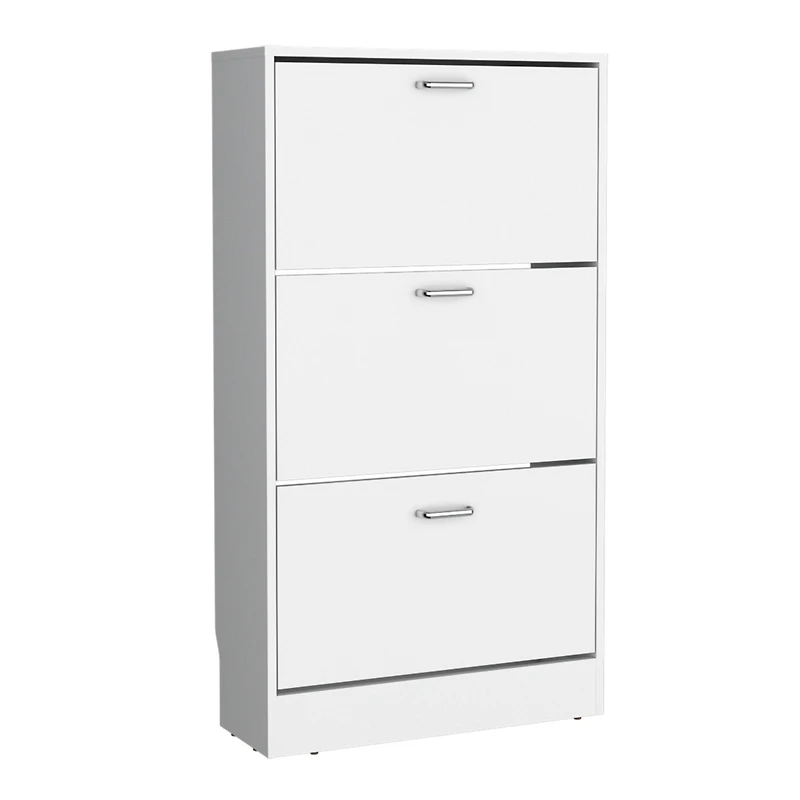 Crocker Shoe Rack, 3 Doors, Shelves, White