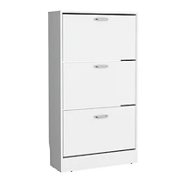 Crocker Shoe Rack, 3 Doors, Shelves, White