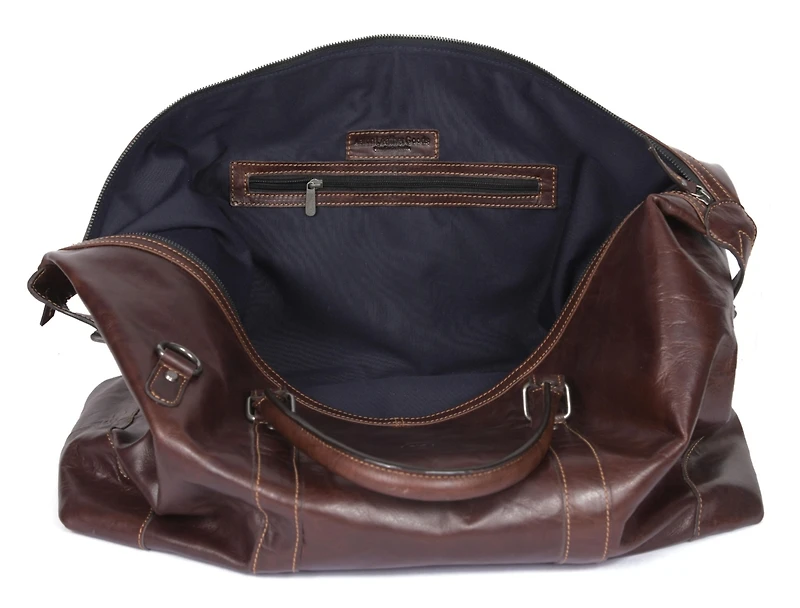 Aaron Leather Goods Full-Grain Leather Travel Duffle Bag with Shoulder Strap, Spacious Interior, and Vintage-Inspired Design – Ideal for Weeken