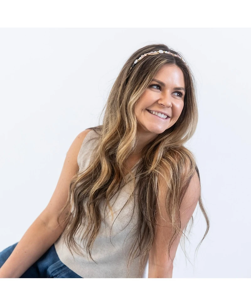 Wavy Oyster Pearl Headband - Pink