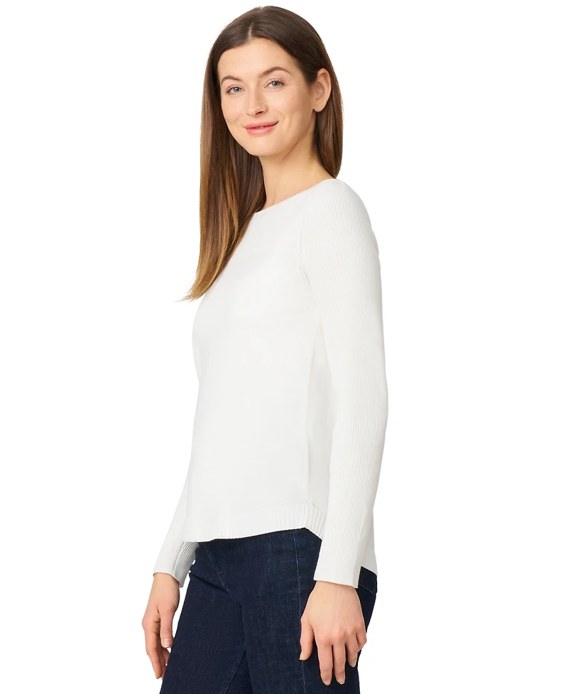 Melissa Paige Women's Petite Boat Neck Long-Sleeve Sweater